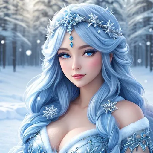 Prompt: fairy goddess of winter, closeup