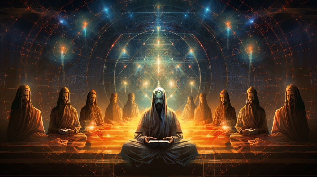 Prompt: vector spiritual praying beings emerge from the spiritual matrix