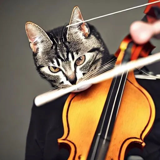 Prompt: cat playing violin