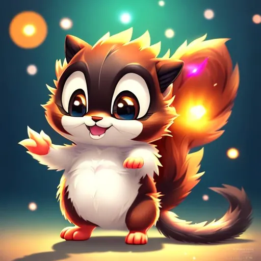 Prompt: Cute tiny hyper realistic Anime chipmonk from pokemon, chibi, adorable and fluffy, logo design, cartoon, cinematic lighting effect, charming, 3D vector art, cute and quirky, fantasy art, bokeh, hand-drawn, digital painting, soft lighting, isometric style, 4K resolution, photorealistic rendering, highly detailed clean, vector image, photorealistic masterpiece,
