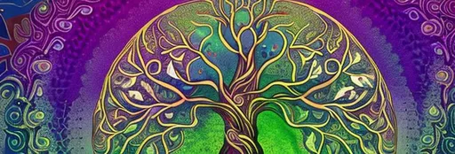 Prompt: tree of life; vine, organic, person meditating under tree, kaleidoscope,  holographic tiny mystical worlds in the background, psychedelics, DMT, vibrant, alive, abundance