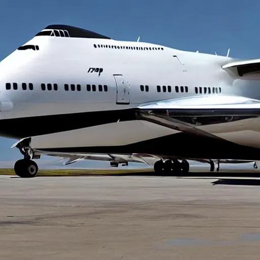 Prompt: Boeing 747-8 private jet with ltop half body painted uxury black 