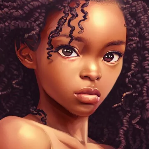 portrait of a melanin brown skin girl, smooth soft s... | OpenArt