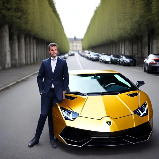 Prompt: Un homme dans une lamborghini