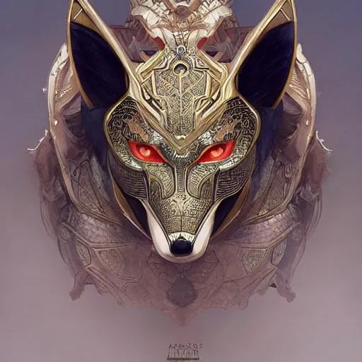 Prompt: symmetry!! Fox mask, warlord, intricate, elegant, highly detailed, digital painting, artstation, concept art, smooth, sharp focus, illustration, art by artgerm and greg rutkowski and alphonse mucha, 8 k