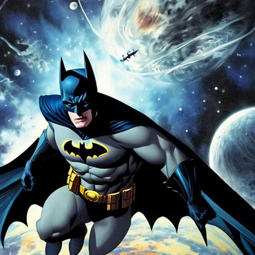 Prompt: Batman in space Hyperrealistic 