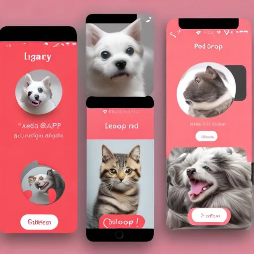 Prompt: Create a profile page for an app for pet owners called "PetCloud" and use red and gray as the main colors. Focus on cats and dogs, and create a logo for the app.