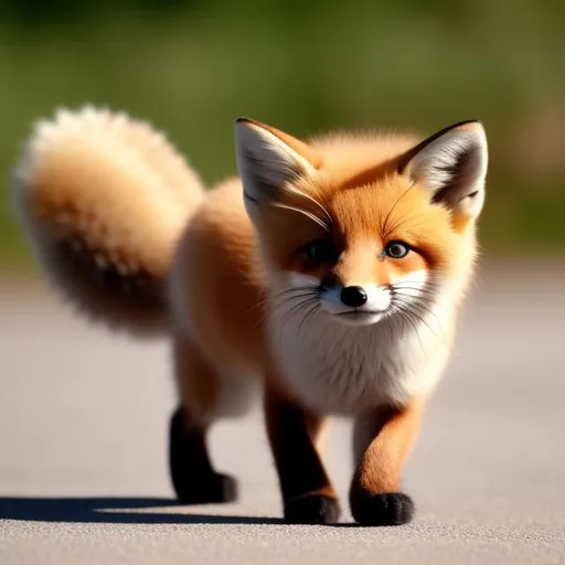 Prompt: 4k resolution, highly detailed pictures, perfectly drawn object, A photo of one little cute pink fox walking