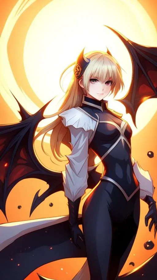 Prompt: priest, sparkly leotard, flat chest, bat wings, full view, leggings, scythe, blonde hair