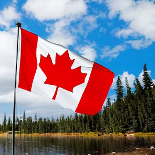 Prompt: cartoon Canadian flag. 
