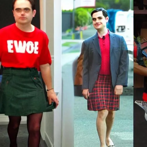 Prompt: ben shapiro in a skirt