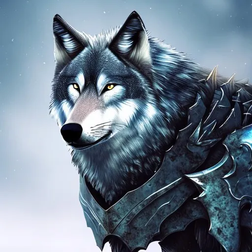 Prompt: Wolf wearing armor