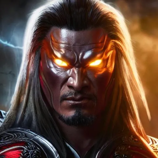 Prompt: realistic concept portrait of Shang Tsung a from Mortal Kombat, thunderbolts on body, howl with little thunderbolts eyes, CGI style , unreal engine 5 , volumetric lighting and complimentary colors, 200 years old, perfect composition, beautiful detailed intricate insanely detail