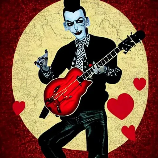 Prompt: Picture art about psychobilly 