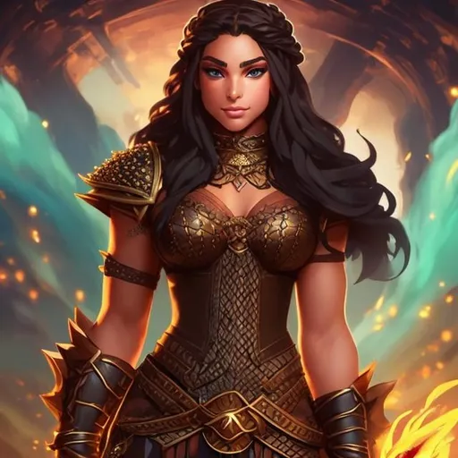 Prompt: D&D fantasy, dwarf girl, dark skinned woman with braided brown hair and dark blue eyes, Studded leather armor. hip hop, street fighter, muscular women. Planets in sky, grassy plains. Full body, full body picture, perfect eyes, symmetrical face, Perfect feet if present, perfect hands if present, perfect 5 fingers is visible. The entire image should be very intricate and extremely detailed with excellent lighting, ray tracing, high contrast, vivid detail, and perfect composition. Full body image. Octane, 4k, trending, highest quality, soft, art, RPG, highres, illustration,