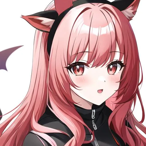 cute preppy anime girl with bat wings, anime pfp, hd