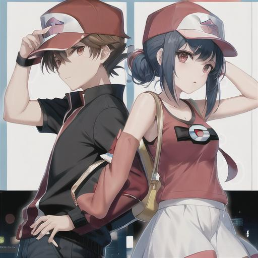 pokemon trainer,boy and cool and handsome.wearing re