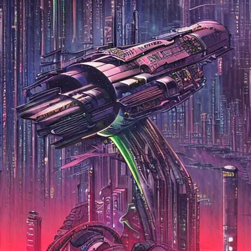 Prompt: 1980's sci-fi art, blood incantation space future cyberpunk death metal alien blade runner city outer space 1980's anime 