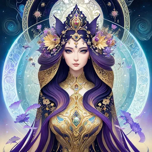 An intergalactic beautiful empress, silky gradient h... | OpenArt