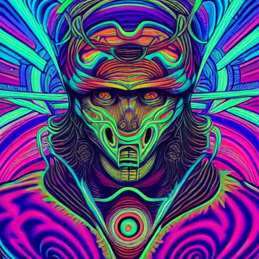 Prompt: a titan from greek mythology drawn in hypnotic psychedelic art by Dan Mumford, pop surrealism, dark glow neon paint, mystical, Behance, deadly, colorful,