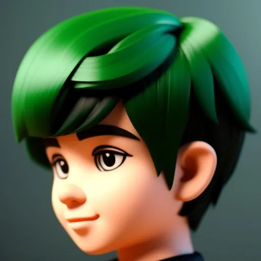 Prompt: A afto boy with green and black hair