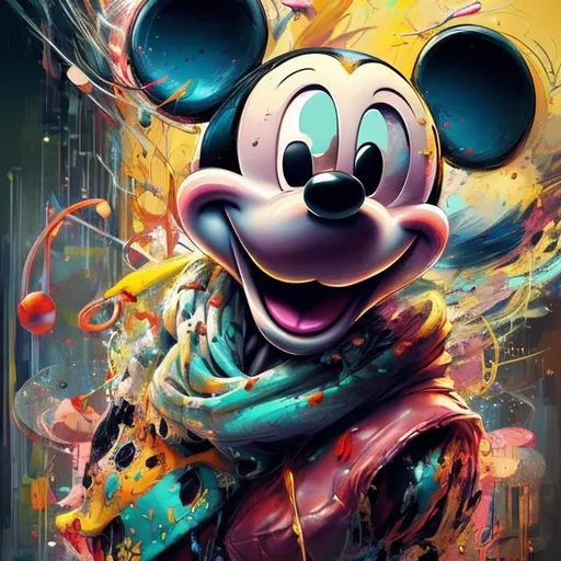 Prompt: "hyperdetailed portrait of 
mickey mouse as a delirium of the endless, colourful make up, the sandman, made by caravaggio stanley artgerm lau wlop rossdraws artstation cgsociety concept art cgsociety octane render"