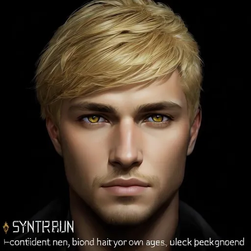 Prompt: photorealistic portrait of a handsome man with wheat-blonde hair with yellow eyes, with light skin, perfect composition, detailed face, realistic, super detailed, 8k, high quality, artstation, sharp focus, studio photo, intricate details, highly detailed, by greg rutkowski