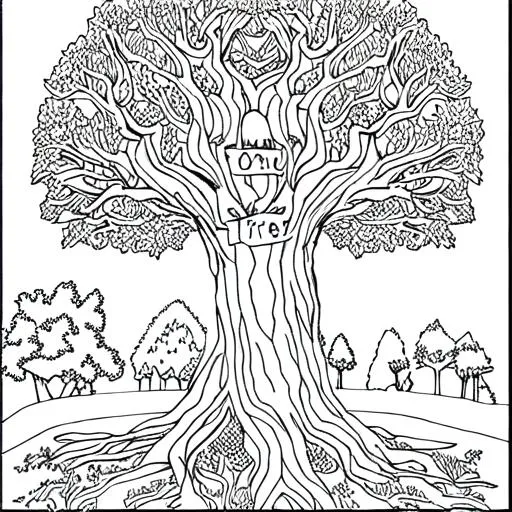 Prompt: Coloring page of tree
