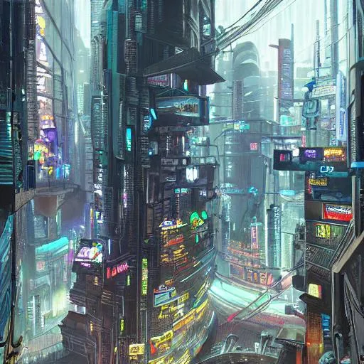 a painting of a cyberpunk city, a detailed matte pai... | OpenArt