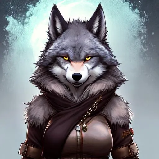 Prompt: anthro furry female wolf