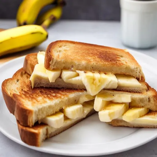Prompt: banana cheese sandwich on toast