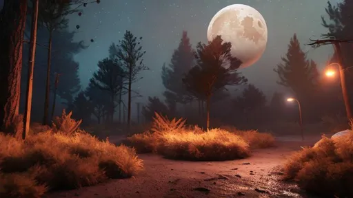 Prompt: Moon and trees at night , Dungeons and Dragons, Wizards of the coast, long shot, volumetric lighting, trending on artstation, beautiful, narrow, realistic