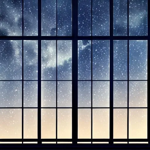 Prompt: night sky through full length windows
