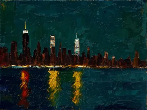 Abstract Cityscape with Thick Acrylic Paint Detailed Brush Strokes ·  Creative Fabrica