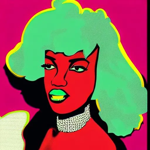 Prompt: black woman with short hair
 in pop art style
