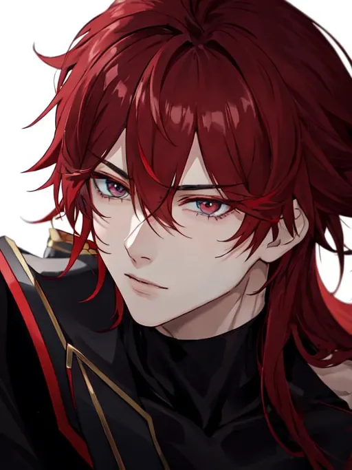 Prompt: Zerif 1male (Red side-swept hair covering his right eye) 