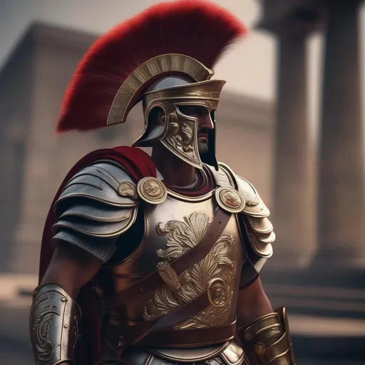 Prompt: Roman centurion with a mask metal  and plume military Highly Detailed, Hyperrealistic, sharp focus, Professional, UHD, HDR, 8K, Render, electronic, dramatic, vivid, pressure, stress, nervous vibe, loud, tension, traumatic, dark, cataclysmic, violent, fighting, Epic, 



