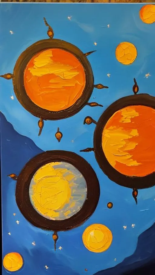 Prompt: Oil painted moon and sun