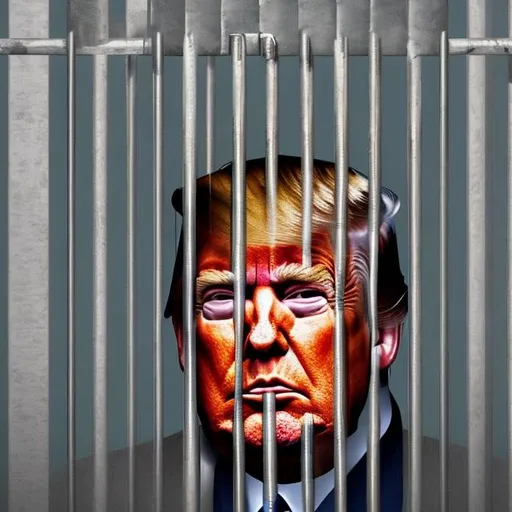 Prompt: trump behind bars