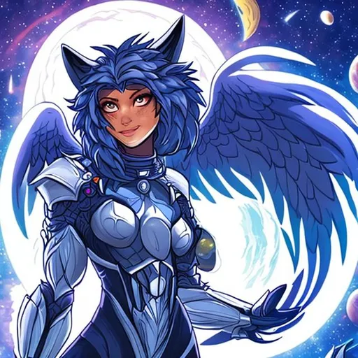 Prompt: angelic andromorphic humanoid furry wolf girl 
weaving the fabric of space and time with hands