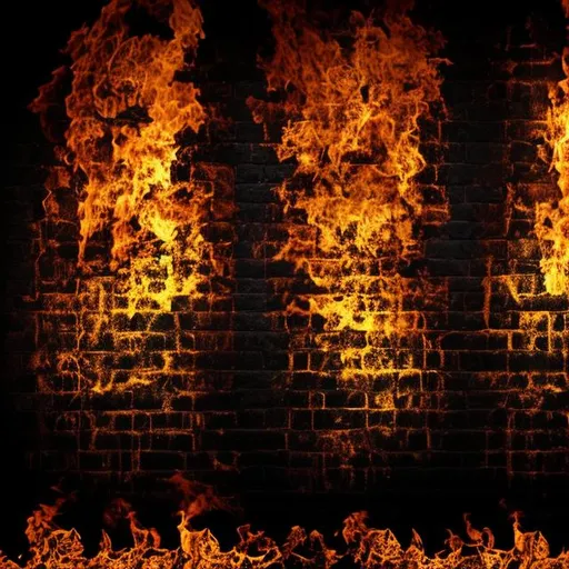 Prompt: A black burning background wall a wall in hellfire

