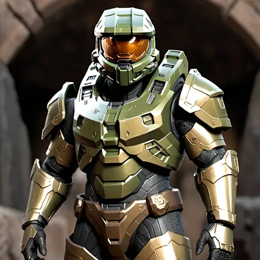 Prompt: Master Chief but in Dwarven style armor