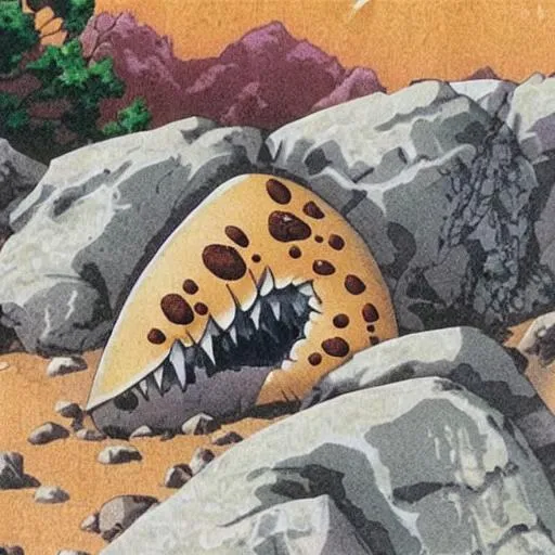 Prompt: Anime rock eating another rock