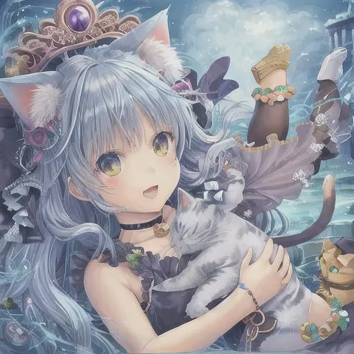 Prompt: cat goddess, playful