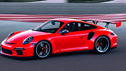 Prompt: product shot of the newest porsche 911 Gt3, with bold vibrant colors, 3d blender render, modular contrsuctivism, at the track, physically based rendering,