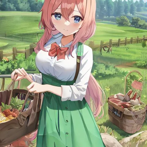 Prompt: Farm/nature themed anime girl