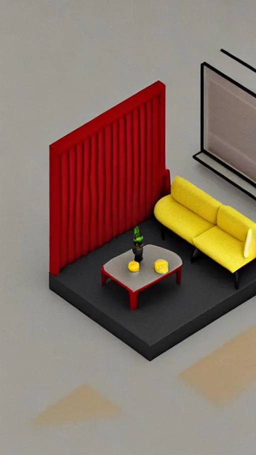 Prompt: Tiny cute isometric living room in a cutaway box, gold and black color scheme, soft smooth lighting, soft colors, 100mm lens, 3d blender render


