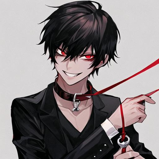 Damien (male, short black hair, red eyes) wearing a... | OpenArt