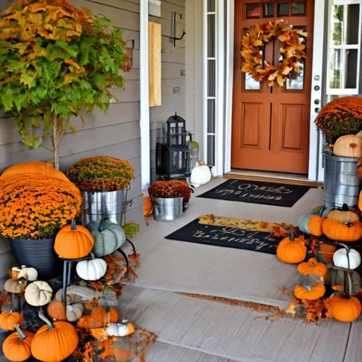 Prompt: Create a fall themed porch