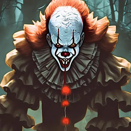 Prompt: Pennywise demon giant bloody

